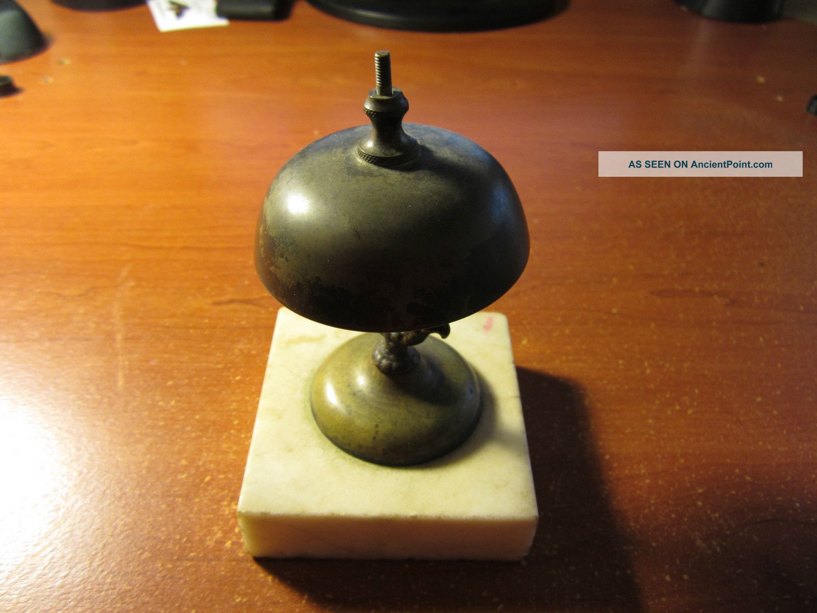 Antique Brass Bell From Haunted Gettysburg Hotel - - Marble Stand Metalware photo