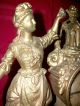 @ Lovely Antique Figural Gilted White Metal Clock Metalware photo 1