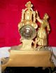 @ Lovely Antique Figural Gilted White Metal Clock Metalware photo 4