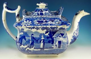 Enoch Wood Blue & White Teapot 1825 photo
