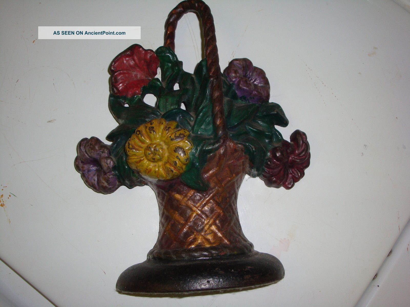 Antique Hubley Flower 120 Doorstop Metalware photo