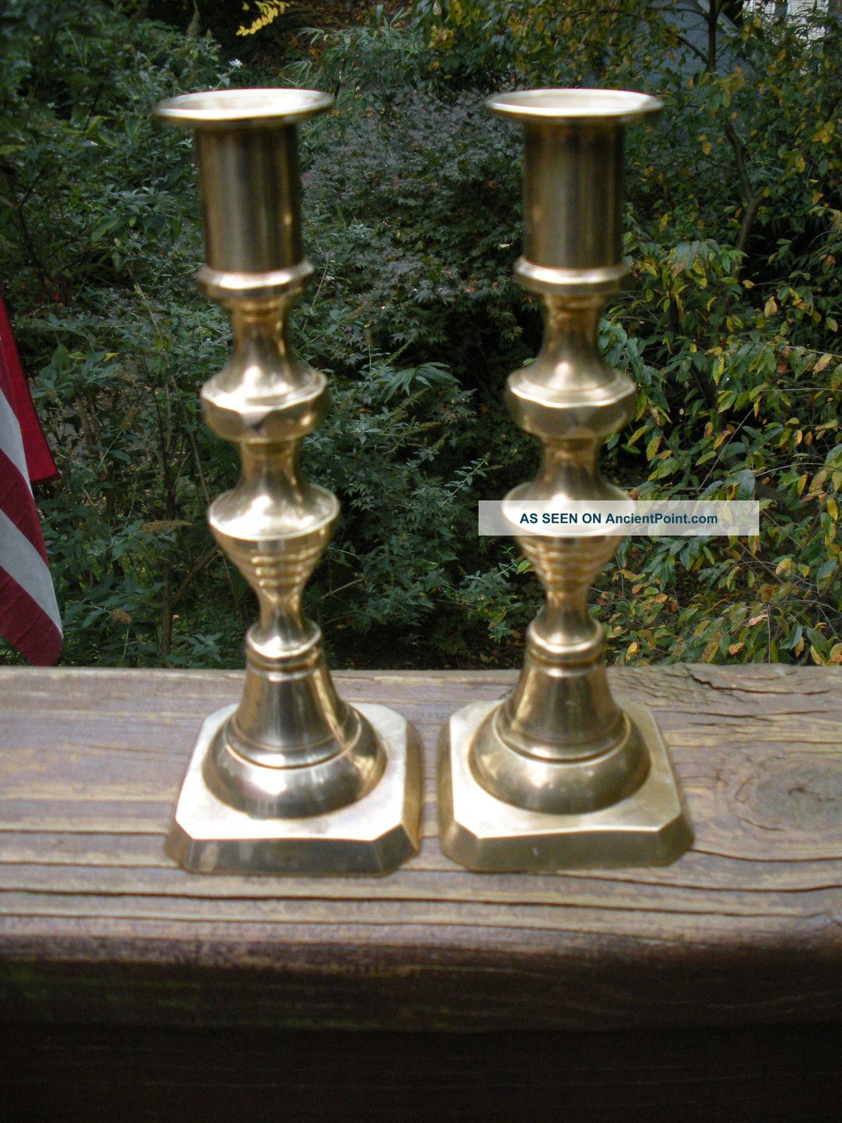 Pair 19th Century Brass Beehive Push - Up Candlesticks Metalware photo