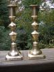 Pair 19th Century Brass Beehive Push - Up Candlesticks Metalware photo 1