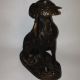 Antique Bronze Statue: Retriever Dog With Bird Metalware photo 2