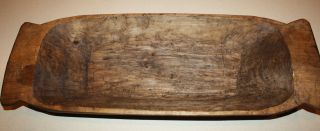 Antique Primitive Carved Wooden Dough Bowl; 19th Century Country Trencher Old photo