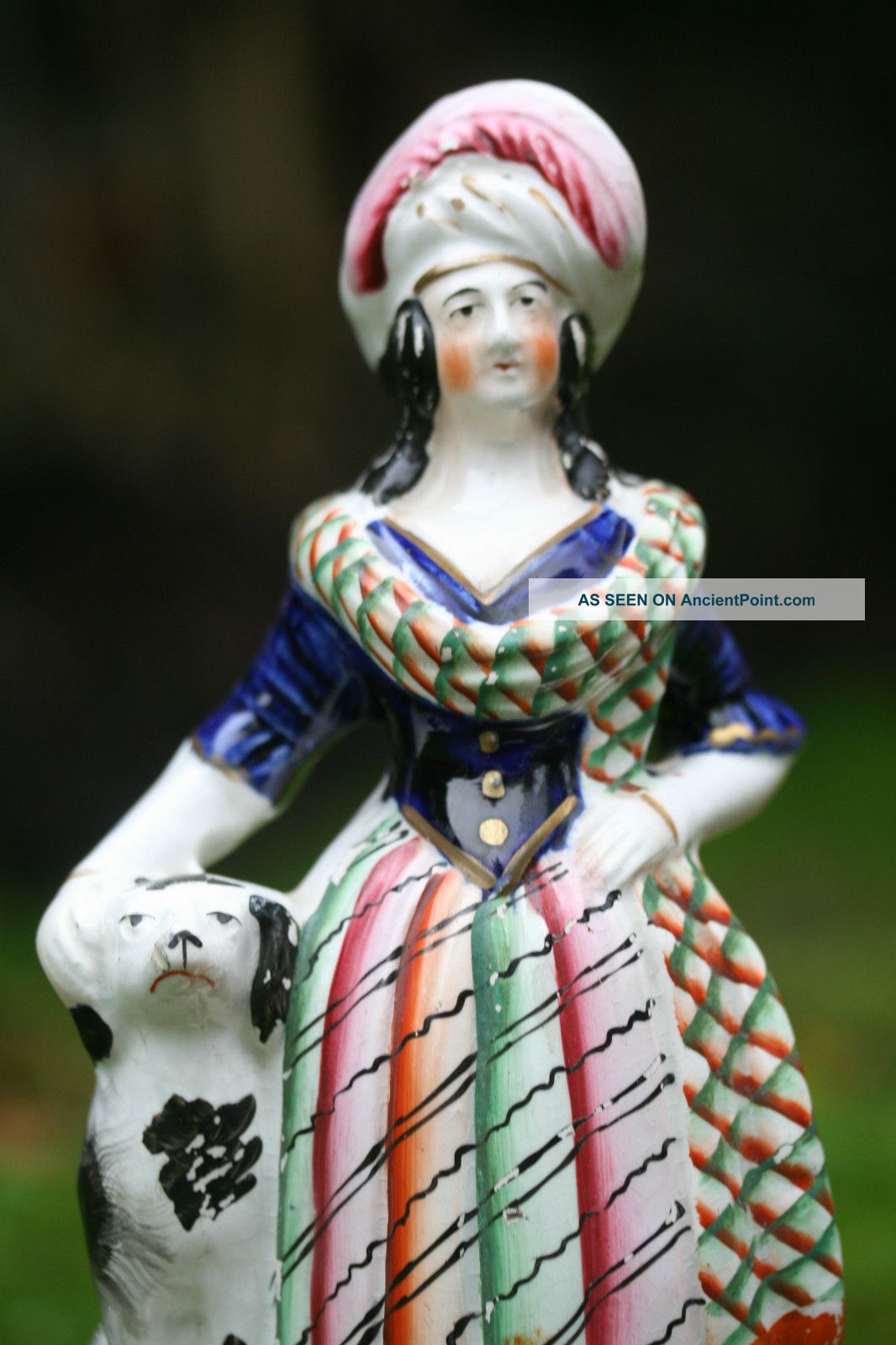 Mid 19th C.  Staffordshire Of Female Figurine With The Seated Dog C1860 Figurines photo