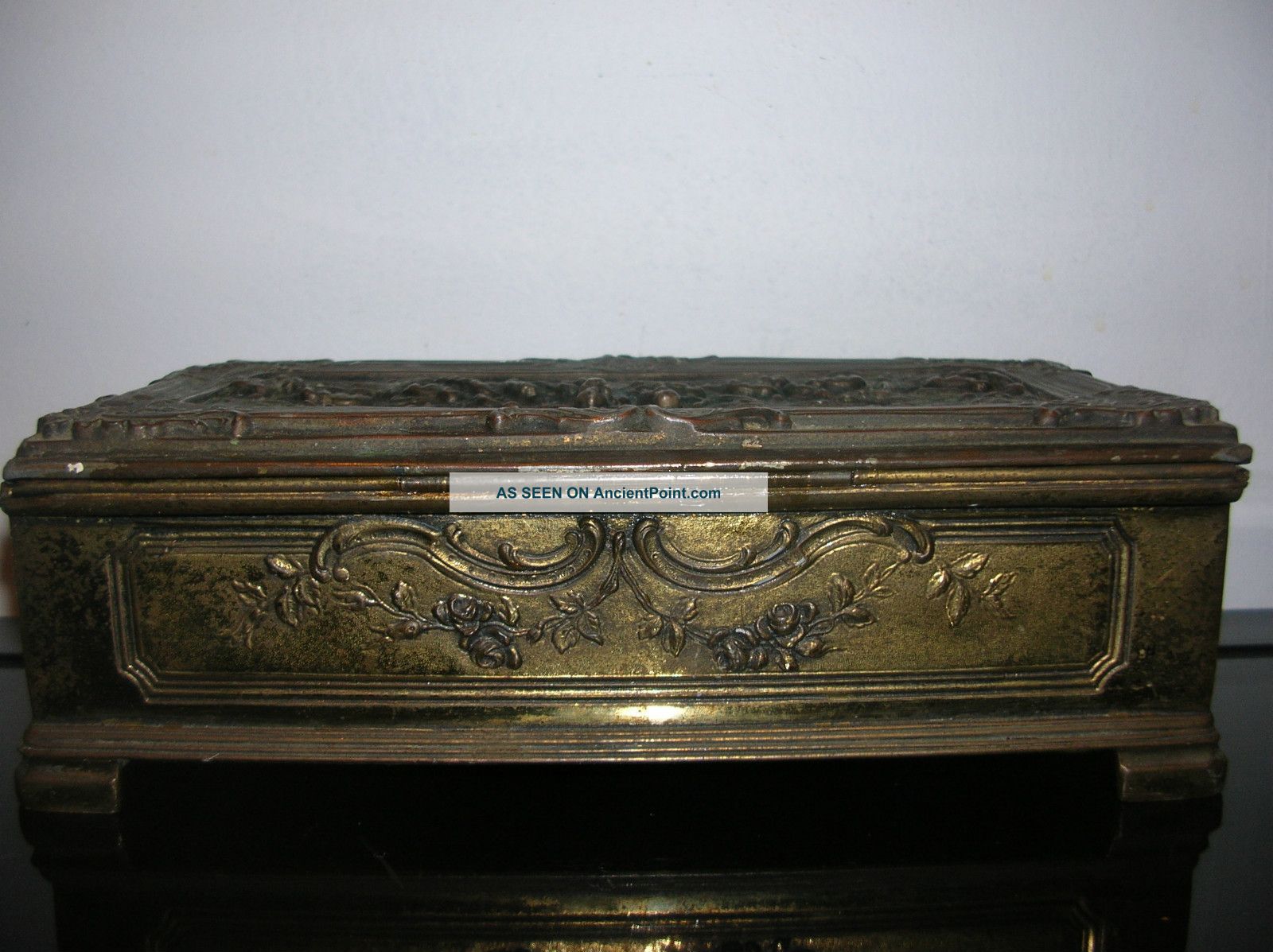 Vtg Bronze Bakelite Casket Trinket Box Jennings Bros Neoclassical Metalware photo