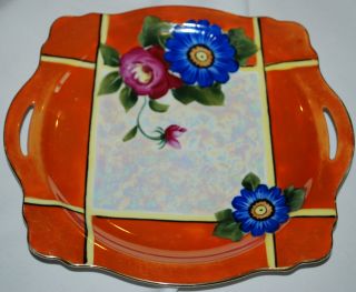 A+ Antique Lustreware Art Deco Noritake M 2 Handle Porcelain Serving Plate Tray photo