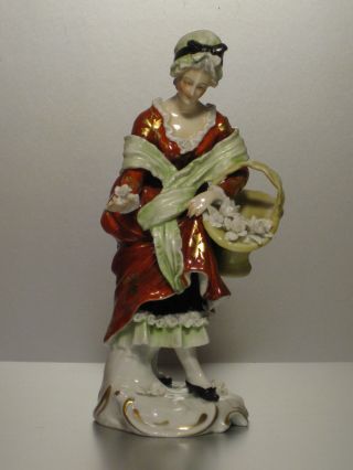 An Antique Capodimonte Napels Porcelain Flower Seller Lady Figurine Figure photo
