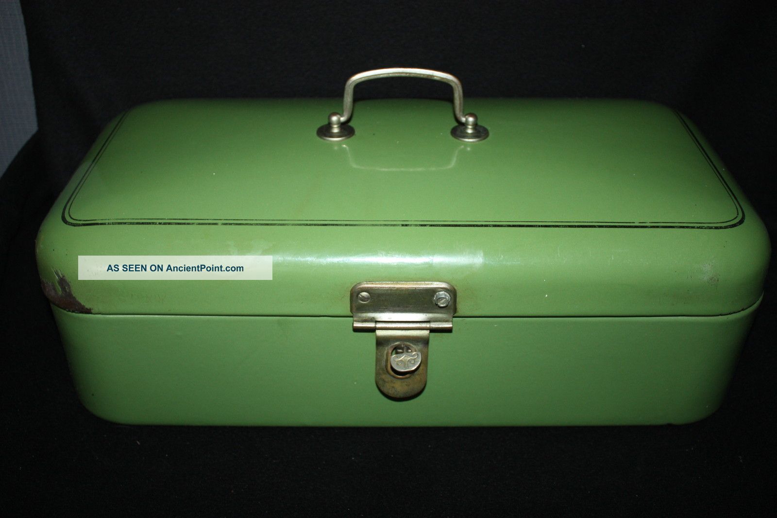 Antique Enamelware Bread Box Bin In Reseda Green W.  Goldrand C1920 ' S Auth Metalware photo