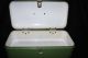 Antique Enamelware Bread Box Bin In Reseda Green W.  Goldrand C1920 ' S Auth Metalware photo 2