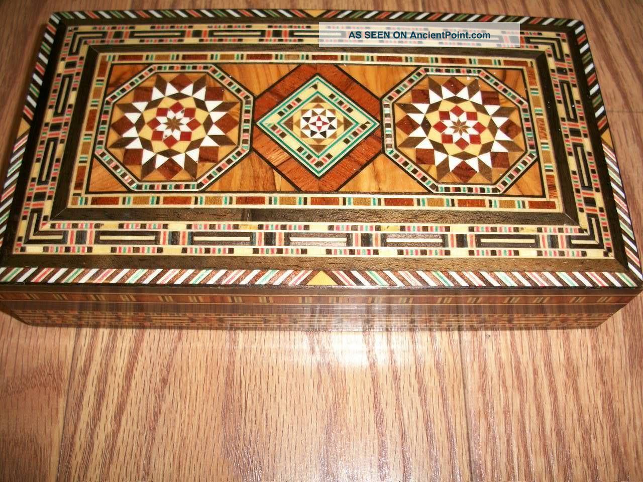 Colorful,  Intricate Wood Trinket Box Exquisite Boxes photo