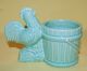 Vintage Porcelain Ceramic Pottery Rooster & Bucket Chicken Bird Figurine/vase Figurines photo 5