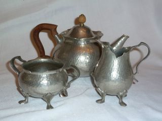Tudric Liberty And Co.  3pc.  Pewter Tea Set Bcm 01700 Made In England photo