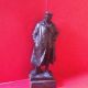 Rare Antique Bronze Signed Muller Sculpture Statue Man Pilot German Trenchcoat Metalware photo 1