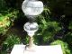 Antique/vintage Green Glass Enamel Painted Design_1800s Brass Metal Holder Lamps photo 4