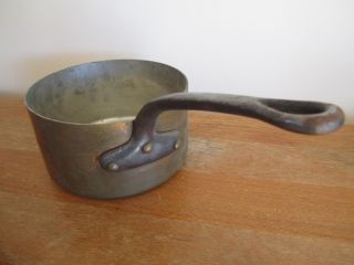 Antique 1930 ' S Matfer Tin Lined Copper & Cast Iron Hand Forged Sauce Pot 2.  5mm photo