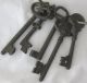 Antique Skeleton Keys Large Iron Gate Stable Mayan Mask 5 Metal Primitives Ring Metalware photo 4