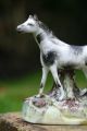 19th C.  Staffordshire Black & White Horse On Decorative Base Figurines photo 1