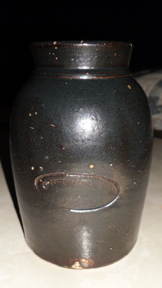 C.  Hermann & Co Milwaukee Pottery Clay Stoneware Jar 1800 S Dark Brown Glaze photo