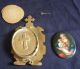 Old Small Hand Painted Madonna & Child Porcelain Plaque In Brass Frame Other photo 2