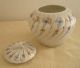 Antique Ribbed Porcelain Hand Painted Biscuit Jar W/ Repaired Lid,  Unmarked Jars photo 2