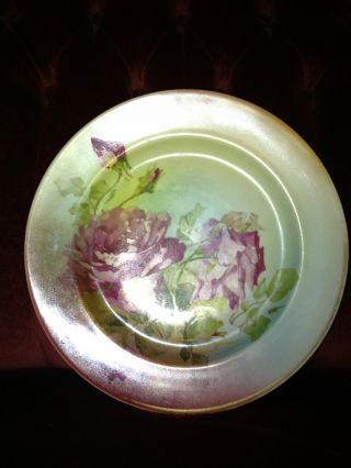 Antique Porcelain Roses Flower Plate,  Marked Bavarian,  Transfer Print photo