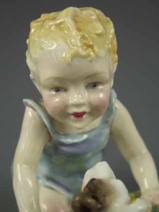 Antique Royal Worcester Doughty Two Babies Child With Dog Figurine photo