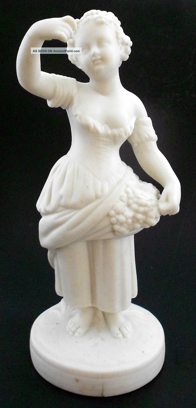 Antique ? Parian Bisque Figurine Standing Girl With Bird 9 1/2 