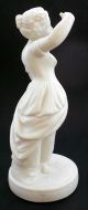 Antique ? Parian Bisque Figurine Standing Girl With Bird 9 1/2 