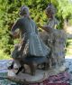 Large German Dresden Porcelain Lace Group Figurine Playing Chess Figurines photo 3