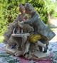 Large German Dresden Porcelain Lace Group Figurine Playing Chess Figurines photo 4