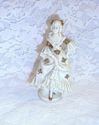 Vintage Colonial Lady Porcelain Figurine - Ivory With Gold Accents photo