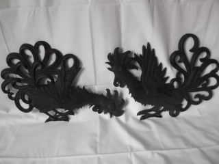 Great Pair Of Fancy Vintage Wrought Iron Roosters From Sexton Metalcrafts photo