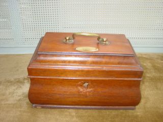Antique Tea Caddy 1800s American 3 - Sections Plus Insert Wood Box photo