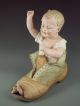 Huge Rare Antique Heubach German Bisque Piano Baby Boy In Shoe Figurine Signed Figurines photo 2