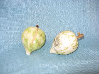 Two Antique Stone Fruit Alabaster Figs photo