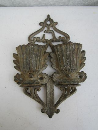 Antique/vintage Cast Iron Double Match Stick Holder Mount At Fireplace photo
