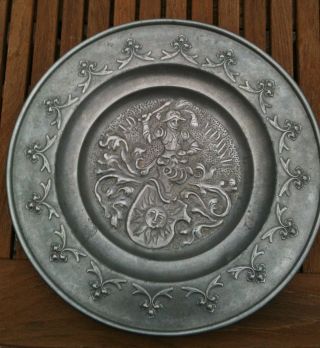 Antique Pewter Dish,  Knight In Amor photo