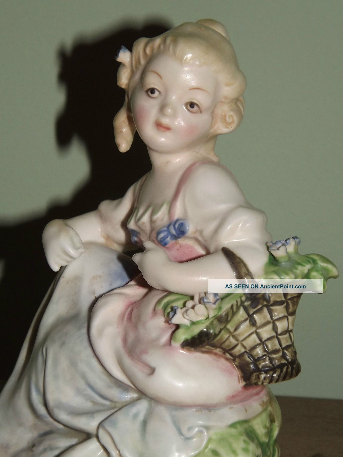 Antique Capodimonte Ceramic Porcelain Lady Girl Figurine Figurines photo