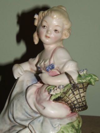 Antique Capodimonte Ceramic Porcelain Lady Girl Figurine photo