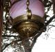 Antique Ornate Victorian Cranberry Opalescent Glass Hall Parlor Hanging Lamp Lamps photo 4