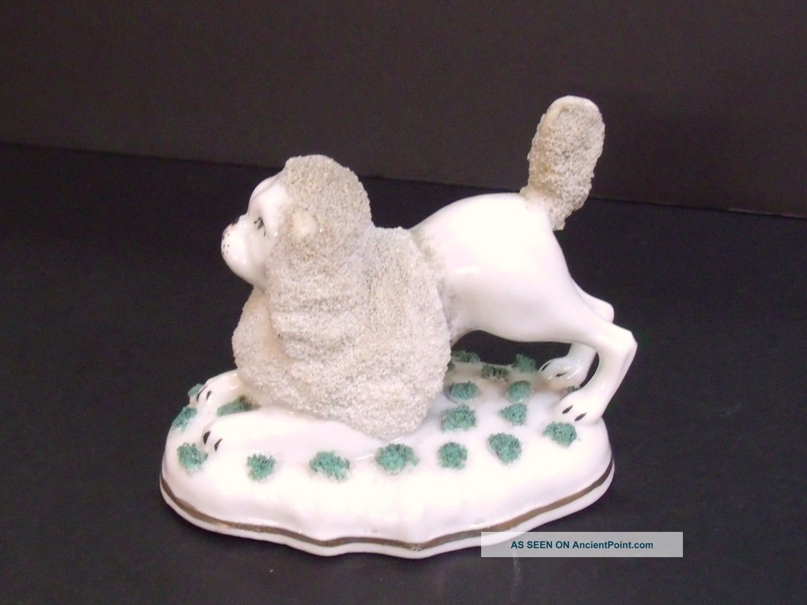 1756 Staffordshire Chelsea Poodle Dog Figurine Gold Anchor Makers Mark England Figurines photo