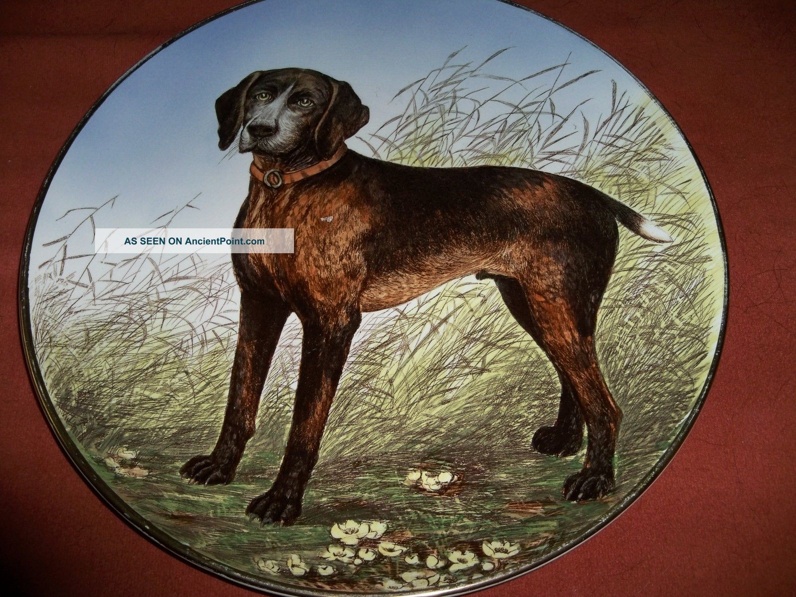 Antique Wallplate / Plaque Villeroy & Boch Mettlach Nr.  1044/9029 - Dog Plates & Chargers photo