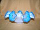 Blue Cased Blown Glass Doubly Crimped Ruffled Edge Bride ' S Bowl 10 3/4 