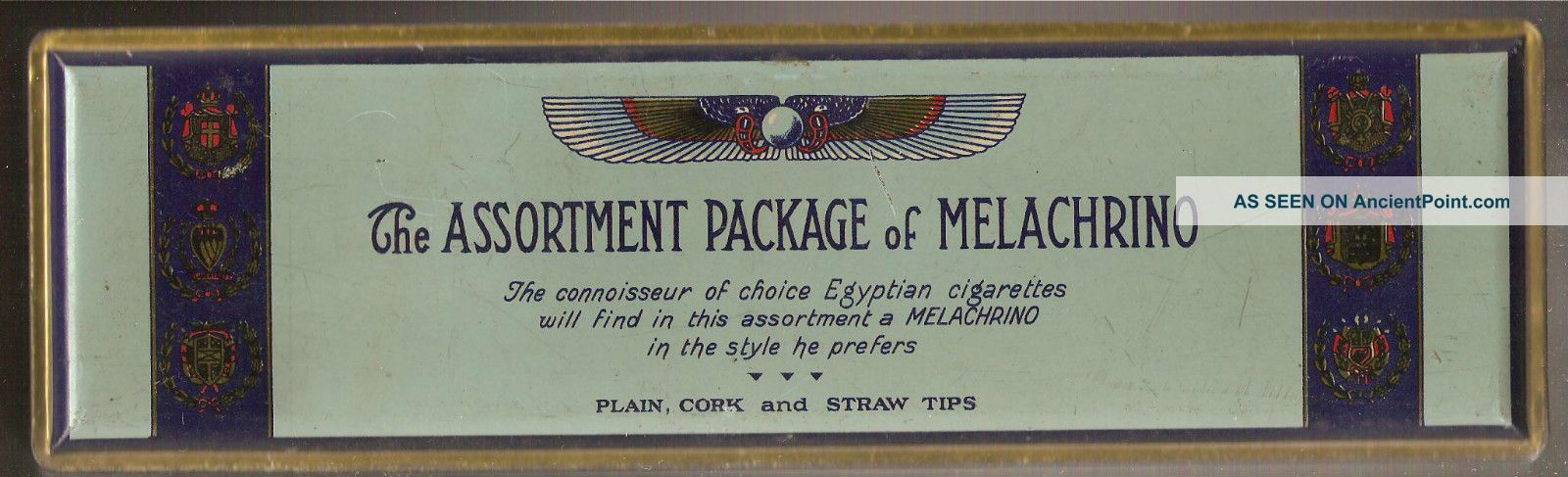 Melachrino Cigarettes Litho Tin Box Case Stamp Tax Egyptian Tobacco Metalware photo