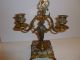 Antique Brass Bronze Cherub Candeholder Marble Base Clawed Foot Double Candle Lamps photo 1