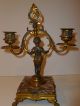 Antique Brass Bronze Cherub Candeholder Marble Base Clawed Foot Double Candle Lamps photo 3