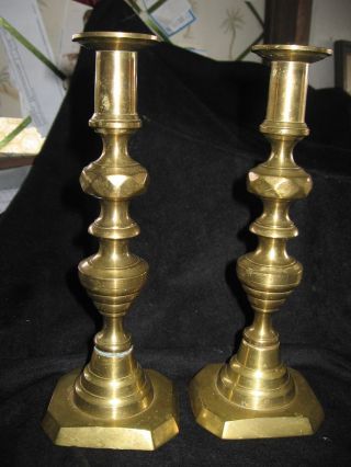 Antique Brass Pushup Candle Sticks Bee Hive 9 1/2 