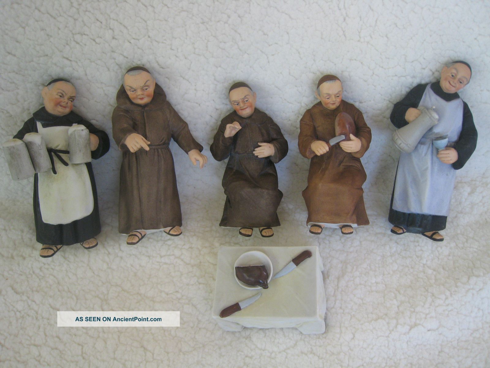 Antique German Bisque Figurines Of Monks With Table Figurines photo